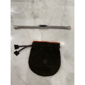 Authentic John Hardy Sterling Silver & Black Volcanic Rock Bracelet w/Pouch